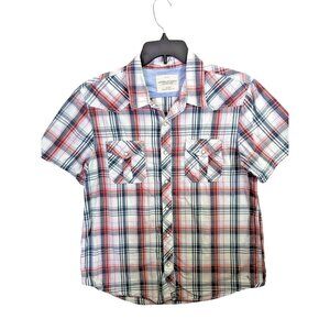 American Eagle Men size XL Western Pearl Snaps Shirt Classic Fit Plaid Cowboy
